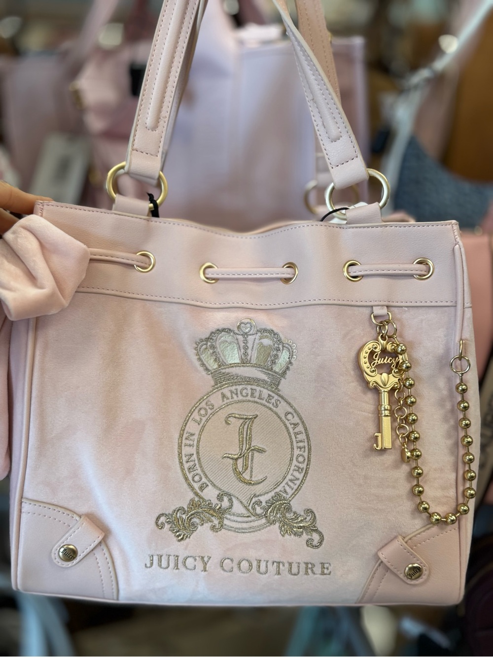 Juicy Couture Light Pink Tote with Gold Key Charm